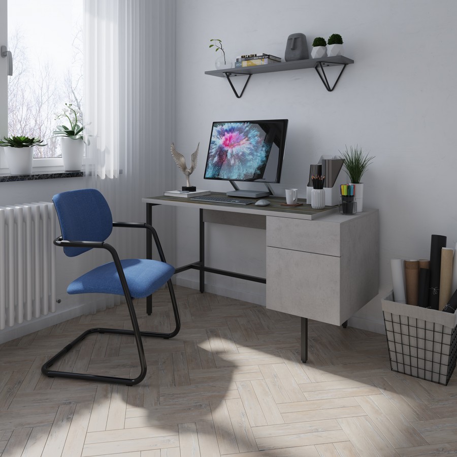 Delphi Home Office Workstation with Integrated Pedestal